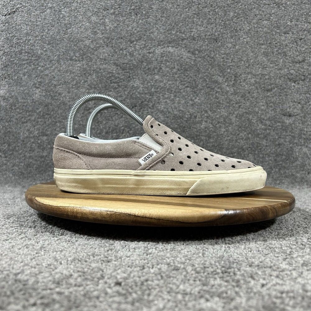 Madewell X Vans Classic Slip On Womens Sz 7.5 Taupe Suede Perforated Skate Shoes